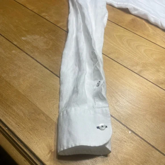 UNTUCKit 100% Linen Crisp White Casual Button Down Shirt Size Small Slim Fit - Picture 14 of 16